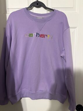 Carhartt Lavender Crewneck with Multicolor Embroidered Logo